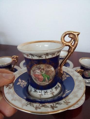 suse qab: Qəhvə dəsti, rəng - Göy, Kobalt, 6 nəfərlik, Almaniya — 1