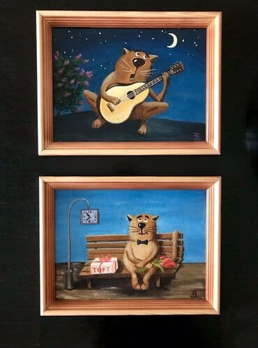 Картины Т.Вакуленко «Коты», масло, холст, 18x24. Новые, каждая по 17 lalafo.az -da Картины Т.Вакуленко «Коты», масло, холст, 18x24. Новые, каждая по 17