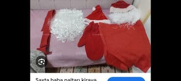 şaxta baba geyimləri: Şaxta Baba kostyumu kirayə Tam dəst: - Uzun qırmızı plaş/xalat, ağ — 2