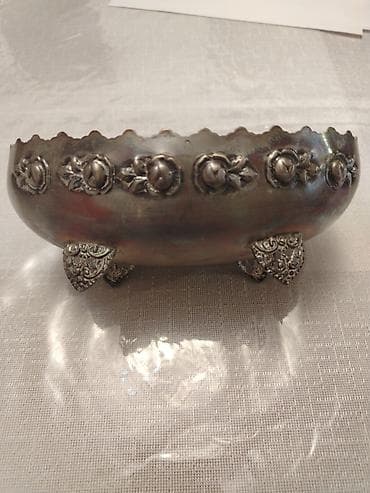 konfet: Dekorativ metal qab – klassik üslub - Material: metal (gümüşü — 2