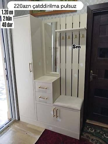 suvenir pul: Dəhliz üçün funksional qarderob-komod dəsti - Ölçü: 1.20 m en, 2 m — 1