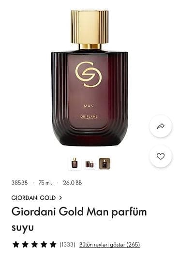 bil: Giordani Gold Man parfum suyu – Oriflame Sweden Həcm: 75 ml Kod: 38538 — 1