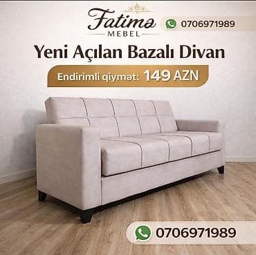 sade divanlar: Fatimə Mebel – Yeni Açılan Bazalı Divan - Model: açılan mexanizmli — 1