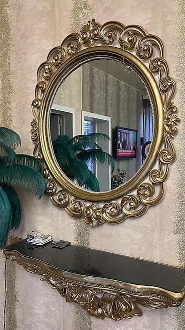 Güzgülər: Güzgü Divar üçün, Dairə, Dekorativ, Naxışlı — 3