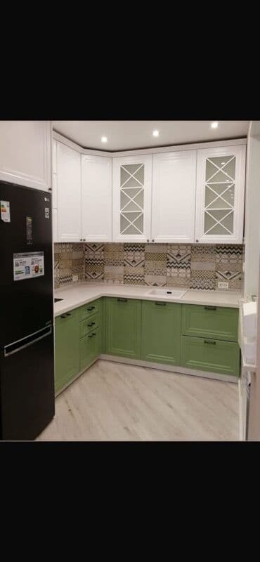 набор ножей zepter: Ağ və tünd yaşıl rənglərdə olan bu L formalı mətbəx mebeli dəsti geniş — 5