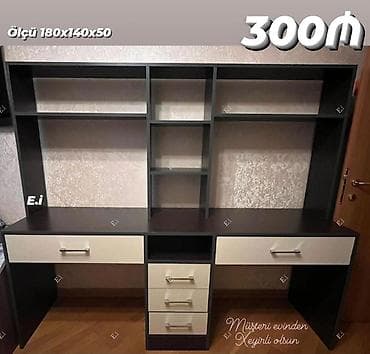 İki iş sahəli funksional yazı masası və üst rəf sistemi Ölçü: 180 x