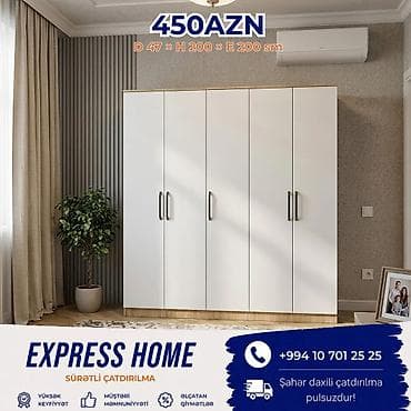 paltar dolab: Yeni, 5 qapı, Siyirməli, Açılan, Düz dolab — 1
