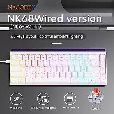 NACODEX NK68 Wired (NK68 White) mexaniki klaviatura - 68 düyməli — 1