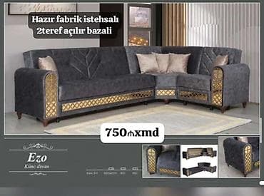 asma tavan modelleri: Ezo künc divan - Hazır fabrik istehsalı - 2 tərəfi açılan, bazalı — 1