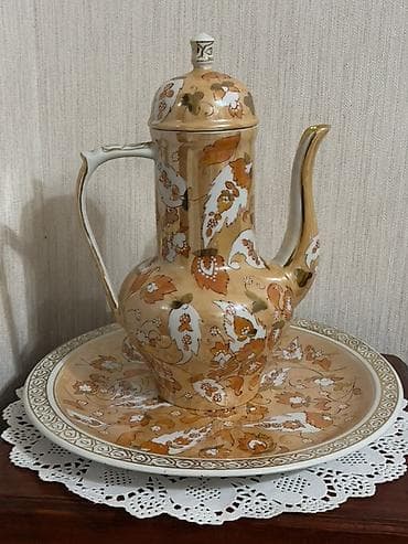 cay: Çay dəsti, rəng - Qızılı, Farfor — 1
