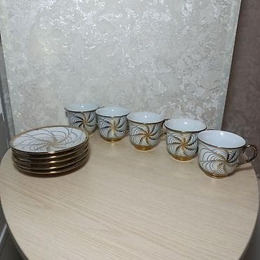 Qəhvə dəsti, rəng - Qızılı, Keramika — 1