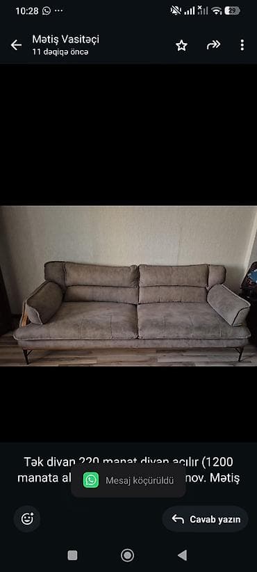 Tək divan 220 manat divan açılır (1200 manata alınıb) ünvan Həzi
