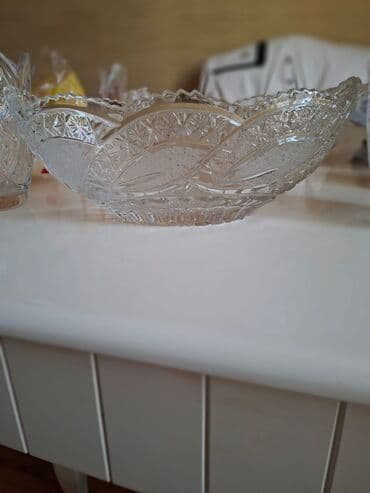 meyvə qablari: Şüşə meyvə/salata qabı - Material: şəffaf şüşə, kristal üslubunda — 1