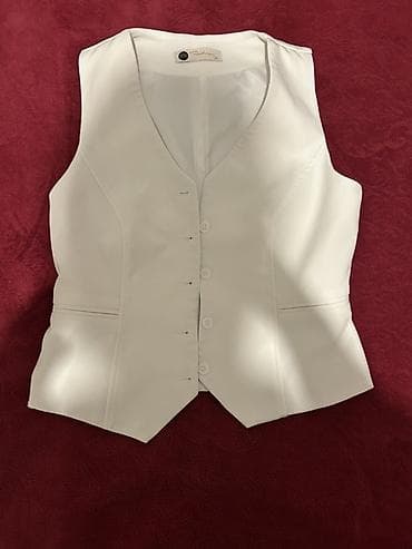 yun corab: Ağ rəngli qadın jileti - Klassik V-yaxa kəsimi - Öndən düymələnmə (5 — 2