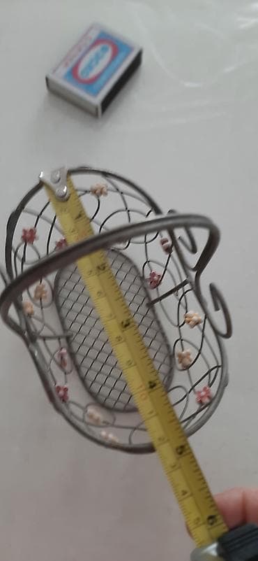 железная дорога: Корзиночка железная с цветочками небольшая старинная — 6