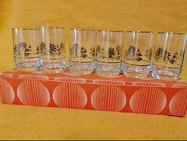 Stəkanlar, rəng - Qızılı, Şüşə, 6 ədədli dəst