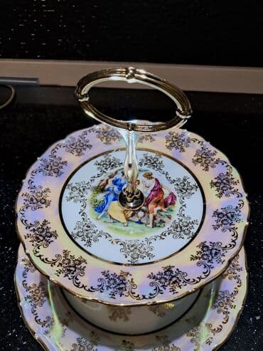 qurbanliq tortlari: Tort və şiriniyyat qabı, rəng - Qızılı, Farfor, Çexiya — 2