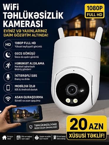 adapt: Wi‑Fi Smart Kamera – 360° döndürülən PTZ nəzarət • Telefonla — 1