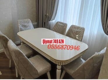 divan destleri: Qonaq otağı üçün, Yeni, Açılmayan, Oval masa, 6 stul — 3