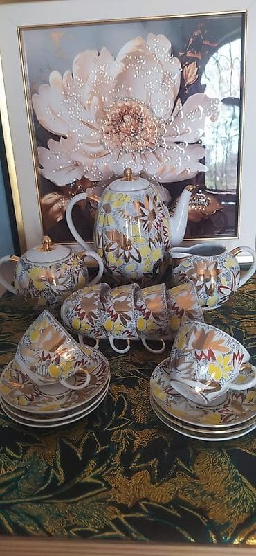 b çay servizi var: Çay dəsti, rəng - Ağ, Farfor — 2