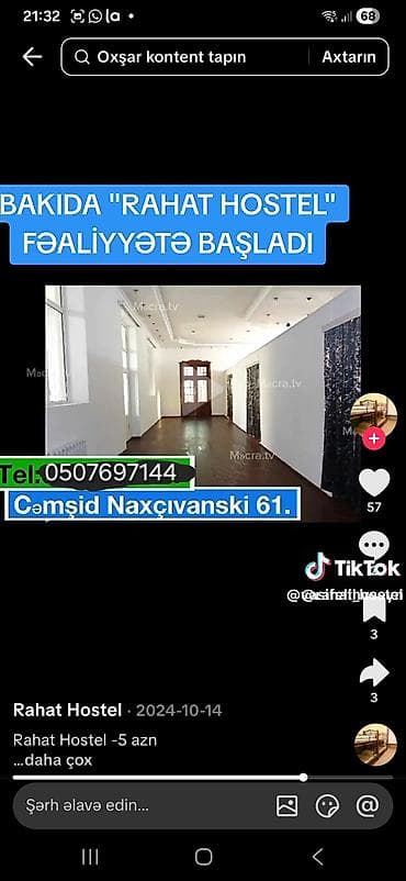 yahya huseynov kucesi: Rahat Hostel – Bakı Ünvan: Cəmşid Naxçıvanski 61 Xidmət — 4