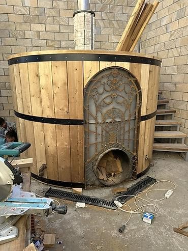ucuz mal: Açıq havaya uyğun odunla qızdırılan taxta “hot tub” – böyük həcimli — 2
