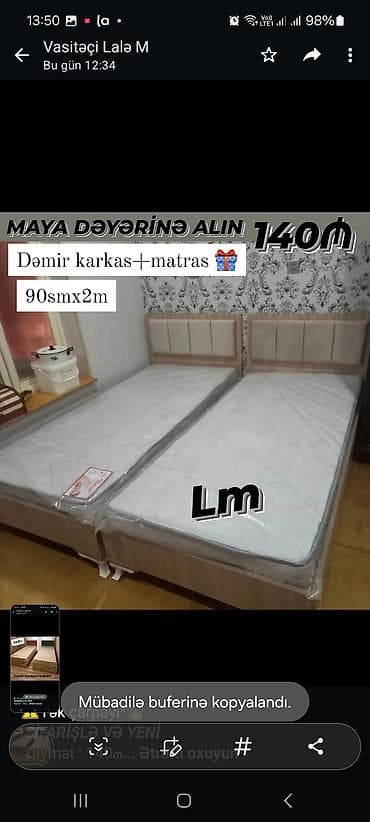 tek krafat: ⚠️Tək çarpayı*👑 _*SİFARİŞLƏ VƏ YENİ*_ Qiymət : 140₼ — 1