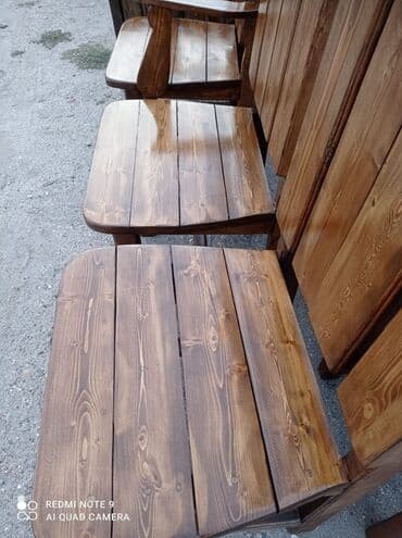 дачный набор стол и стулья: Прямой стол, Со стульями, Нераскладной, Дерево — 3