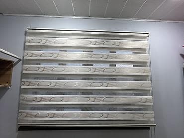Zebra pərdə – krem rəngli, naxışlı zolaqlı model - Mexanizm: zəncirli — 2