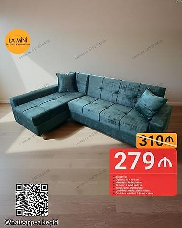 mini divan: Künc divan, Açılan, Bazalı, Şəhərdaxili pulsuz çatdırılma — 1