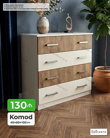 Komod – 4 çekmecəli Ölçülər: 40 × 80 × 100 sm Material: 18 mm laminat — 1