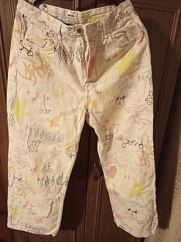 Qadın geyimləri paketi 1) Bershka şalvar - Rəng: açıq krem-ağ fonda — 1