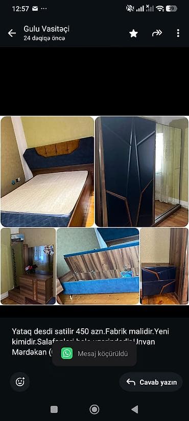 gull: Yataq desdi satilir 450 azn.Fabrik malidir.Yeni kimidir.Salafanlari — 1