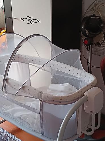 kamot mebel: Elektron beşik/kolyaska tipli beşik Çox az işlenib - Rəng: açıq boz-ağ — 4