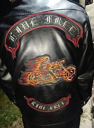 moto tvs: Məhsul: “Live Free, Ride Free” naxışlı motosikletçi dəri gödəkcə - — 1