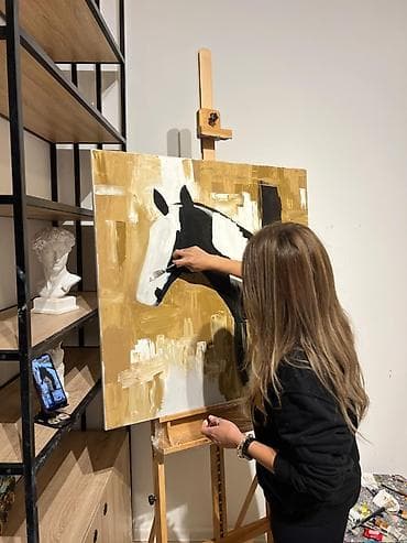 multfilm şəkilləri: Orijinal rəsm əsəri – “At silueti” - Texnika: kətan üzərində yağlı — 3