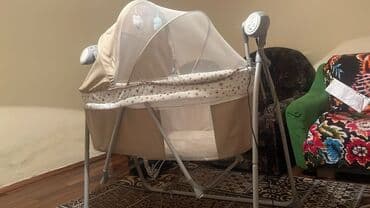 qidalandırmaq üçün uşaq stul yelləncək: Elektrikli beşik-sallanacaq beşik - Rəng: bej/kremlə ulduz naxışlı - — 1