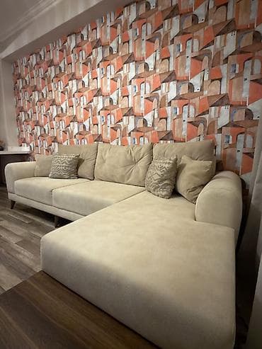 mebel ustu: Bej rəngli L‑şəkilli künc divanı - Stil: müasir, minimal xətləri və — 3