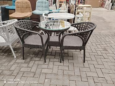 Yeni, Yumru masa, 2 stul, Açılmayan, Stullar ilə, Həsir toxunuşlu, Azərbaycan