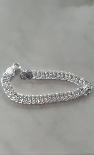 bijuterya: Gümüş rəngli zəncir qolbaq - Material: metal ərinti, parlaq — 5