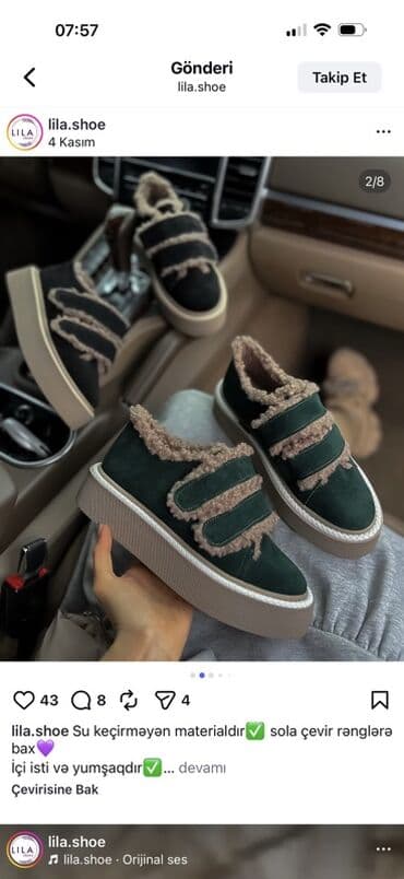 Tuflilər: Ölçü: 38, rəng - Yaşıl, Yeni — 1