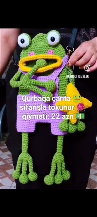 bts canta: Xurcun tipli toxunma “qurbağa” çanta - Dizayn: iri gözlü qurbağa — 1
