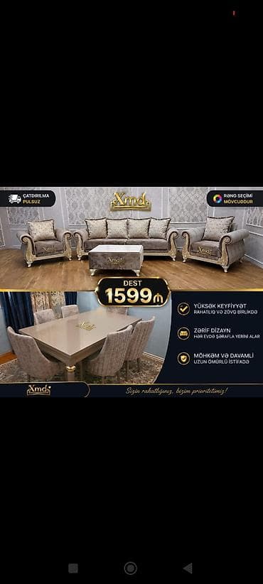 Xmd mebel dəsti - Dəst qiyməti: 1599 ₼ - Çatdırılma: Pulsuz (şəkildə