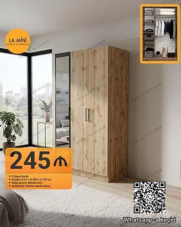 3 qapılı dolab - Ölçülər: D 47 × H 200 × U 120 sm - Material və
