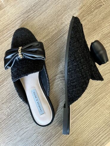 Basanoşka və səndəllər: Charles&Keith, Ölçü: 38, rəng - Qara, Yeni — 3