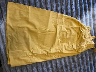 ağ qadın ətəkləri: Sarı rəngli qadın yubkası - Model: yüksək bel, A-kəsim midi uzunluq - — 2