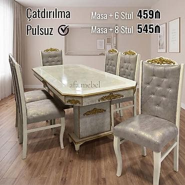 sdullar: NƏRGİZ masa dəsti👑 Yüksək keyfiyyətlə Qiymət: Masa 2x1 +6 stul ✨️ 459₼ — 2