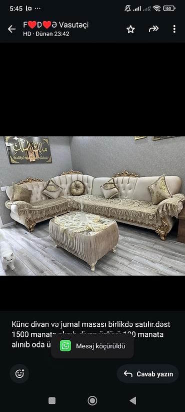 ev ucun masa: Künc divan — 1