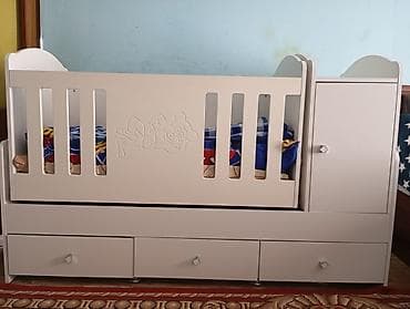 Ağ rəngdə multifunksional beşik-dolab dəsti Təcili satılır, real — 8