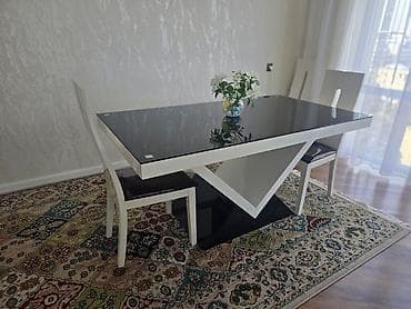 suse stol: Dördbucaq masa, 6 stul — 7